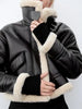 Winter Fleece Leather Jacket Women Faux Fur Jacket Streetwear Thick Warm Locomotive Coat Lamb Double-side Moto Outerwear