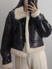 Winter Fleece Leather Jacket Women Faux Fur Jacket Streetwear Thick Warm Locomotive Coat Lamb Double-side Moto Outerwear