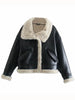 Winter Fleece Leather Jacket Women Faux Fur Jacket Streetwear Thick Warm Locomotive Coat Lamb Double-side Moto Outerwear