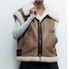 Winter Fleece Sleeveless Jacket Women Casual Loose Vest Coat Zipper Waistcoat Female Thicken Warm Outwear With Pockets
