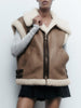 Winter Fleece Sleeveless Jacket Women Casual Loose Vest Coat Zipper Waistcoat Female Thicken Warm Outwear With Pockets