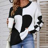 Winter Heart Pattern Pullover Women Casual Loose Knitted Sweater Elegant Long Sleeve Knitwear Female Thicken Warm Jumper