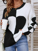 Winter Heart Pattern Pullover Women Casual Loose Knitted Sweater Elegant Long Sleeve Knitwear Female Thicken Warm Jumper