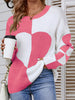 Winter Heart Pattern Pullover Women Casual Loose Knitted Sweater Elegant Long Sleeve Knitwear Female Thicken Warm Jumper