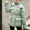 Winter Hooded Down Coat Korean Drawstring Padded Jacket Thicken Casual Zipper Women Jacket Loose Outerwear With Pockets