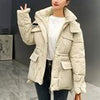 Winter Hooded Down Coat Korean Drawstring Padded Jacket Thicken Casual Zipper Women Jacket Loose Outerwear With Pockets