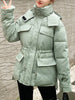 Winter Hooded Down Coat Korean Drawstring Padded Jacket Thicken Casual Zipper Women Jacket Loose Outerwear With Pockets