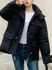 Winter Hooded Down Coat Korean Drawstring Padded Jacket Thicken Casual Zipper Women Jacket Loose Outerwear With Pockets