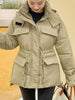 Winter Hooded Down Coat Korean Drawstring Padded Jacket Thicken Casual Zipper Women Jacket Loose Outerwear With Pockets