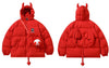 Winter Jacket Hooded Parkas with Bag Streetwear Hip Hop Devil Horn Thick Warm Bubble Padded Coats Harajuku Casual Puffer Jackets