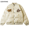 Winter Jacket Men Leather Parkas Thicken Warm Coat Harajuku Embroidery Puffer Padded Bomber Coats Streetwear Bubble Puffer Coats