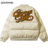 Winter Jacket Men Leather Parkas Thicken Warm Coat Harajuku Embroidery Puffer Padded Bomber Coats Streetwear Bubble Puffer Coats