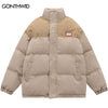 Winter Jacket Men Parkas Streetwear Harajuku Embroidery Patchwork Thicken Warm Padded Bubble Coats Hip Hop Loose Jackets