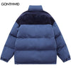 Winter Jacket Men Parkas Streetwear Harajuku Embroidery Patchwork Thicken Warm Padded Bubble Coats Hip Hop Loose Jackets