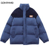 Winter Jacket Men Parkas Streetwear Harajuku Embroidery Patchwork Thicken Warm Padded Bubble Coats Hip Hop Loose Jackets