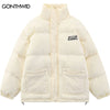 Winter Jacket Men Parkas Streetwear Harajuku Heart Print Pockets Thicken Warm Coats Hip Hop Padded Bubble Jackets Coats