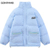 Winter Jacket Men Parkas Streetwear Harajuku Heart Print Pockets Thicken Warm Coats Hip Hop Padded Bubble Jackets Coats