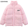 Winter Jacket Men Parkas Streetwear Harajuku Heart Print Pockets Thicken Warm Coats Hip Hop Padded Bubble Jackets Coats