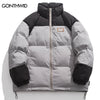 Winter Jacket Men Parkas Thicken Warm Coat Harajuku Color Block Patchwork Puffer Bubble Coats Hip Hop Casual Streetwear
