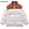 Winter Jackets Men Parkas Streetwear Color Block Patchwork Thick Warm Bubble Padded Jacket Hip Hop Casual Puffer Coats