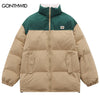 Winter Jackets Men Parkas Streetwear Color Block Patchwork Thick Warm Bubble Padded Jacket Hip Hop Casual Puffer Coats