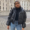 Winter Jackets Thick Short Parkas Women Black Leather Coats Women Elegant Zipper Cotton Jackets Ladies Clothes
