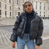Winter Jackets Thick Short Parkas Women Black Leather Coats Women Elegant Zipper Cotton Jackets Ladies Clothes