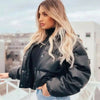 Winter Jackets Thick Short Parkas Women Black Leather Coats Women Elegant Zipper Cotton Jackets Ladies Clothes