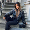 Winter Jackets Thick Short Parkas Women Black Leather Coats Women Elegant Zipper Cotton Jackets Ladies Clothes