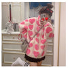 Winter Japanese Coats Korean Kawaii Lambswool Coats Pink Heart Women Faux Fur Teddy Jackets Outerwear Female Overcoat