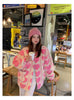 Winter Japanese Coats Korean Kawaii Lambswool Coats Pink Heart Women Faux Fur Teddy Jackets Outerwear Female Overcoat