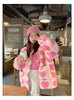 Winter Japanese Coats Korean Kawaii Lambswool Coats Pink Heart Women Faux Fur Teddy Jackets Outerwear Female Overcoat