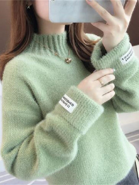 Winter Knit Sweater Women Casual Thick Turtleneck Pullover Korean Solid Knitwear Female Loose Long Sleeve Warm Jumper