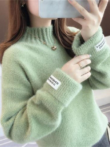 Winter Knit Sweater Women Casual Thick Turtleneck Pullover Korean Solid Knitwear Female Loose Long Sleeve Warm Jumper
