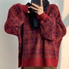 Winter Knitted Sweater Plaid Casual Vintage Sweater Oversized Women Sweater Elegant Loose Long Sleeve Pullover Female Jumpers