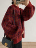 Winter Knitted Sweater Plaid Casual Vintage Sweater Oversized Women Sweater Elegant Loose Long Sleeve Pullover Female Jumpers