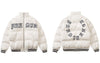 Winter Leather Jacket Parkas Streetwear Embroidery Letter Thicken Warm Puffer Bomber Coats Harajuku Loose Padded Puffer Jackets