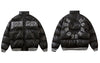 Winter Leather Jacket Parkas Streetwear Embroidery Letter Thicken Warm Puffer Bomber Coats Harajuku Loose Padded Puffer Jackets