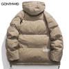 Winter Men Hooded Jackets Parkas Streetwear Solid Color Thicken Warm Puffer Jacket Hip Hop Harajuku Casual Bubble Coats
