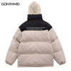 Winter Men Jacket Hooded Parkas Streetwear Color Block Patchwork Thicken Warm Bubble Padded Coat Harajuku Loose Jackets