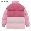 Winter Men Parka Coat Jacket Streetwear Harajuku Color Block Patchwork Thicken Warm Bubble Padded Coats Hip Hop Puffer Jackets