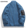 Winter Men Parkas Jackets Streetwear Hip Hop Sleeve Pocket Fuzzy Fluffy Fleece Thick Warm Coats Harajuku Casual Jacket