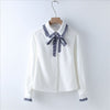 Winter  Women White Fleece Blouse Long Sleeve Thicken Warm Corduroy Shirt Ruched Tie Bow Collar Top Blusa Femenina