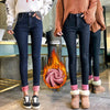 Winter Female Thick pink Fleece Warm Skinny Jeans trousers Women High waist Stretch Solid color casual Denim Pencil Pants