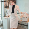 Winter Women Long-sleeved Professional Suit Skirt Two-piece High-quality Slim Short Ladies Jacket High Waist Skirt