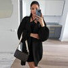 Winter Oversize Cardigan Women Loose Mid-length Knitted Sweater Vintage Lantern Sleeve Knitwear Casual Solid Cardigan