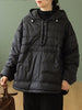 Winter Oversize Hooded Jacket Women Casual Zipper Padded Hoodie Loose Ultralight Thicken Coat Female Solid Outerwear With Pocket