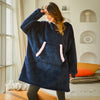 Winter Oversized Hoodies Blanket Women Hooded Sweatshirt Wearable Blanket With Sleeves Sherpa Fleece Pullover Casaco Feminino