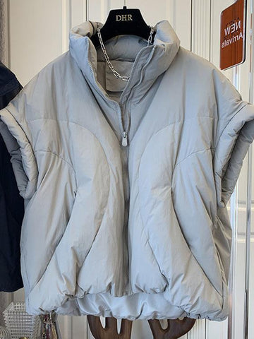 Winter Oversized Sleeveless Jacket Women Casual Ultra Light Down Vest Korean Padded Coat Loose Waistcoat Warm Outerwear