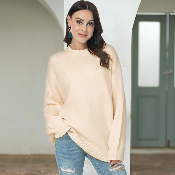 Winter Oversized Sweater Women Knitted Pullover Sweater Ladies O Neck Solid Warm Jumper Long Sleeved Loose Knitwear